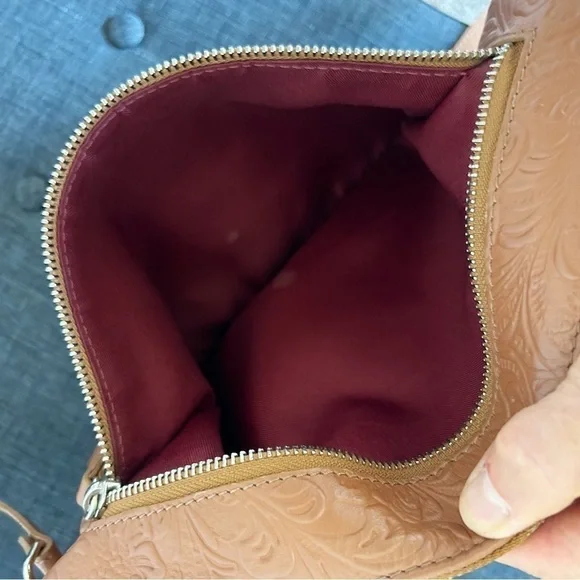 Western Embossed Italian Leather Crossbody Bag Purse Made In Italy - Picture 13 of 14